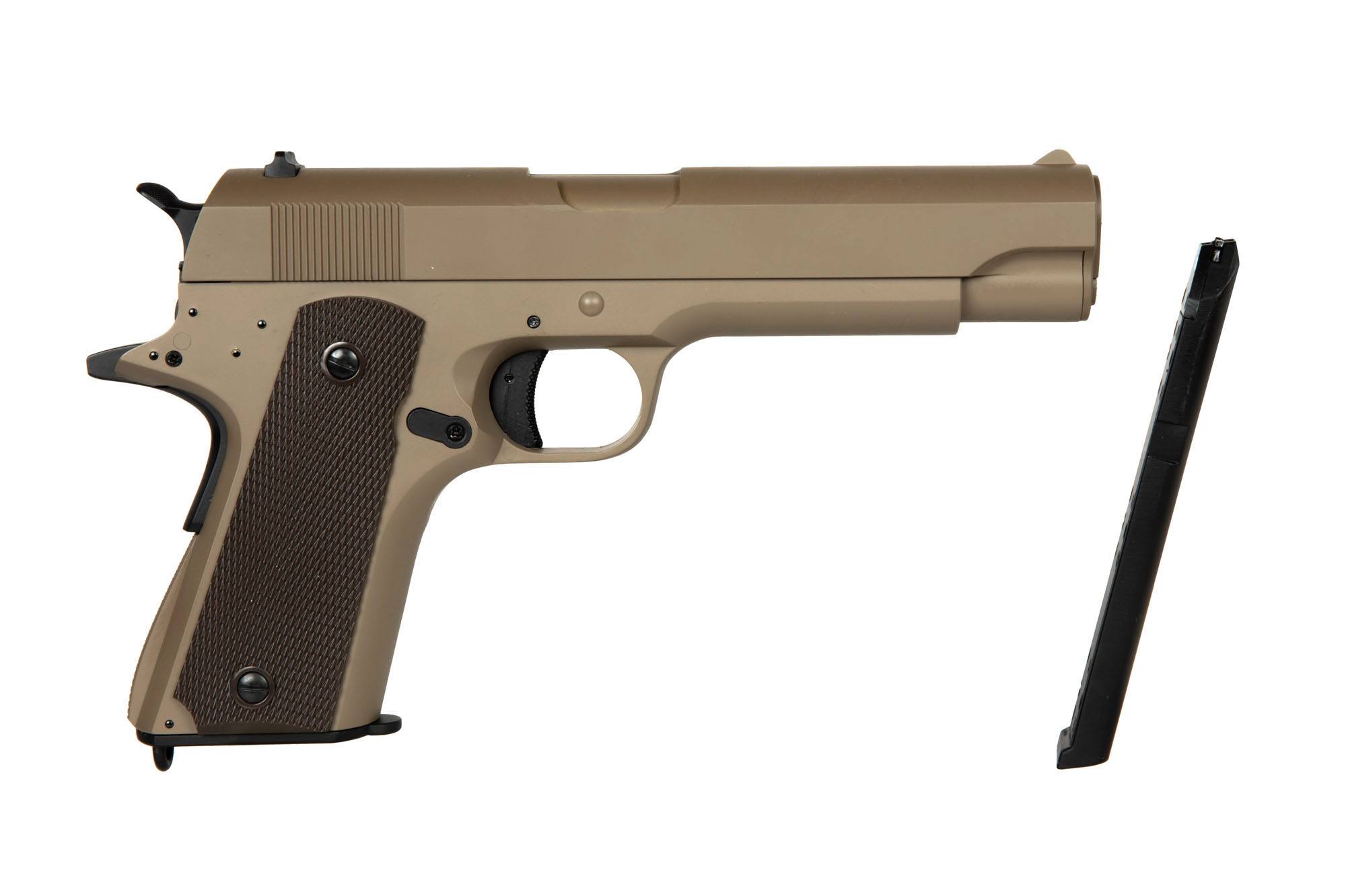 CYMA BBs Electric Pistol 1911 Replica - (CM123, Tan, with battery)