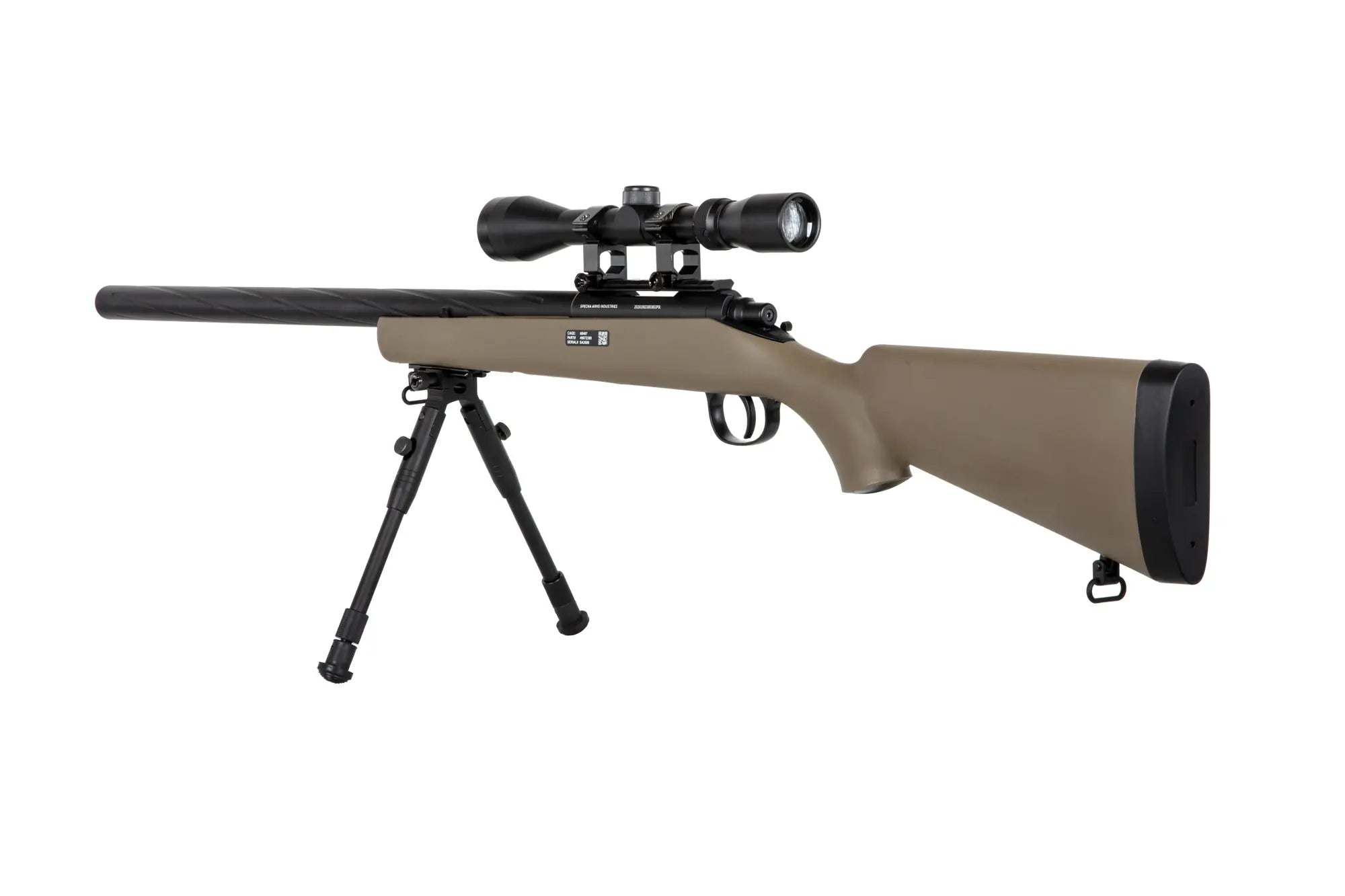 Specna Arms SA-S12 sniper airsoft rifle with scope and bipod Tan