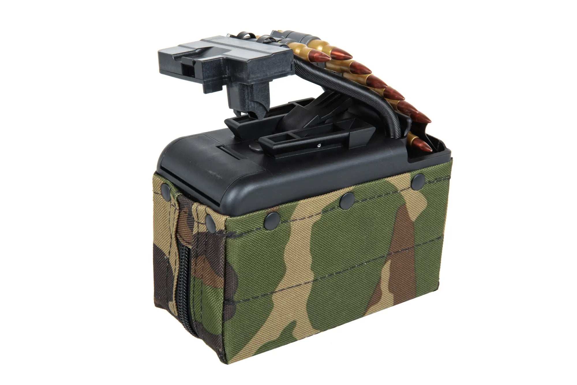 A&K electric box magazine for 2000 BBs for M249 type replicas with Woodland ammunition imitation-1