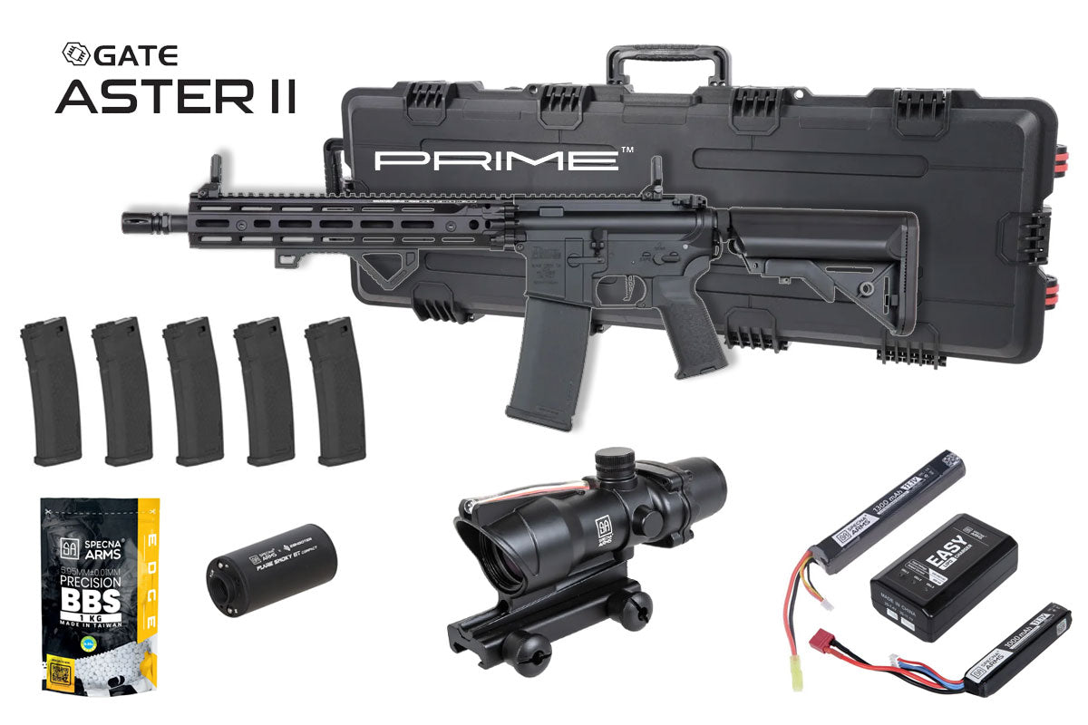 Specna Arms Daniel Defense SA-P28 Prime RIS III 12.5" Premium Airsoft Bundle - Rifle, Optic, Batteries, Magazines and Case