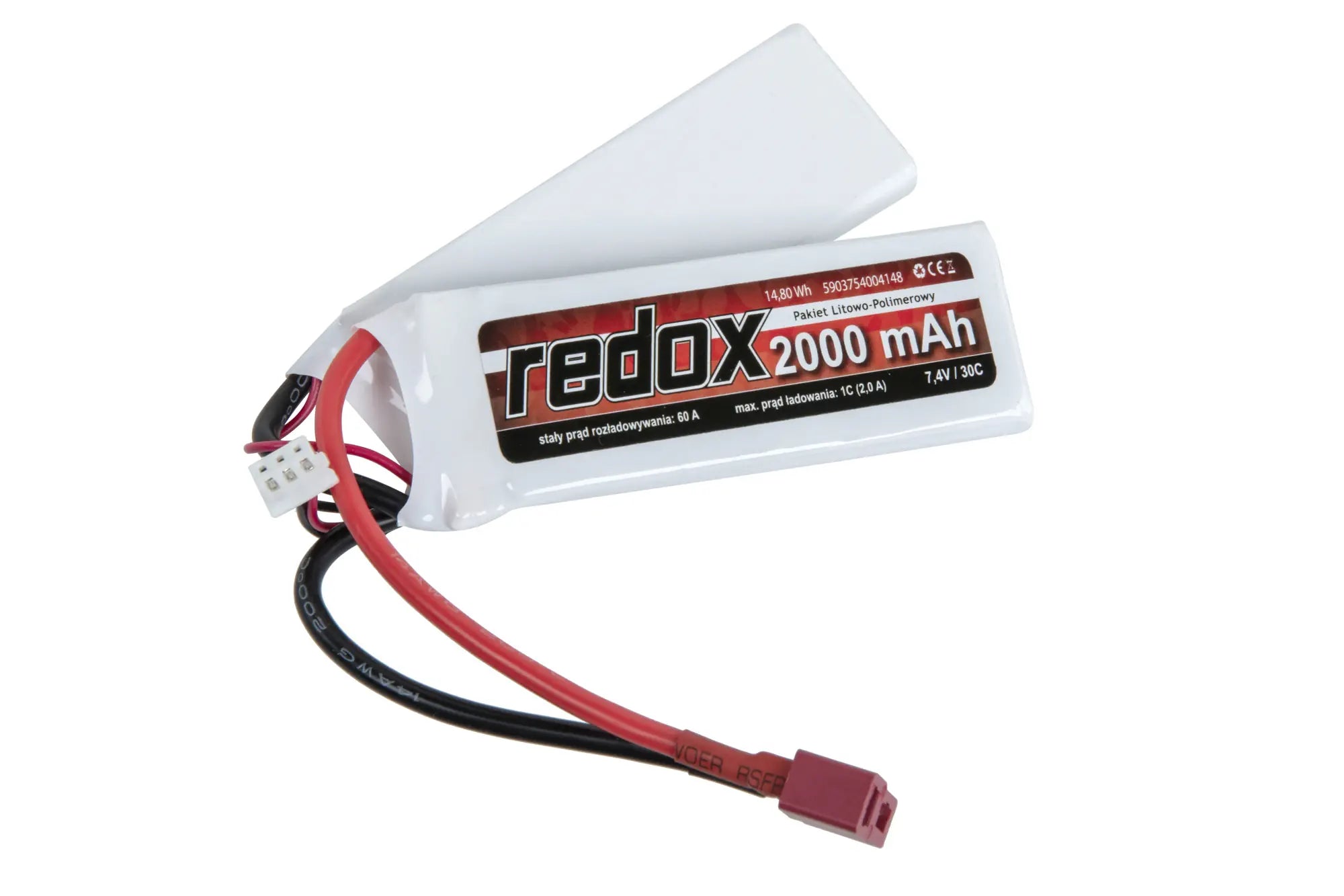 Li-Po Redox 2000 mAh 7.4V 30C battery (1+1) Dean