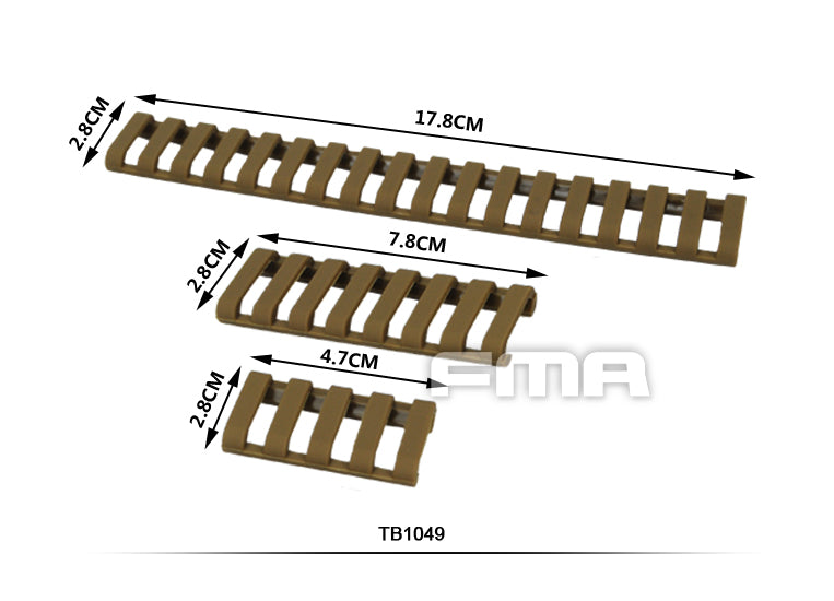 FMA Rubber Ladder Z70 RIS Rail Cover, 6 Pieces - Ranger Green