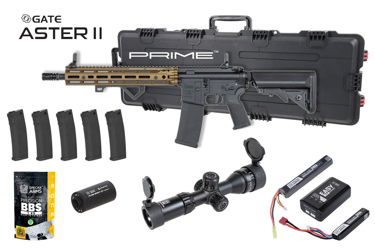 Specna Arms Daniel Defense SA-P28 Prime RIS III 12.5" Premium Airsoft Bundle - Rifle, Optic, Batteries, Magazines and Case
