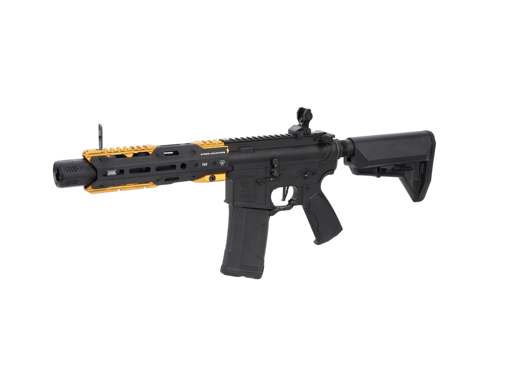 King Arms x Strike Industries Sentinel GRIDLOK® 8.5" Aster SE ETU Black and Gold airsoft Carbine-4