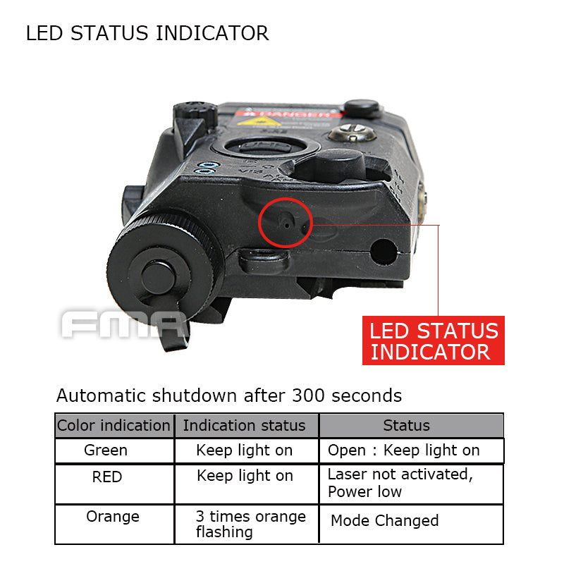 FMA AN/PEQ15 LA5-C ATPIAL Version (IR Flashlight, Red / IR Laser) - Black