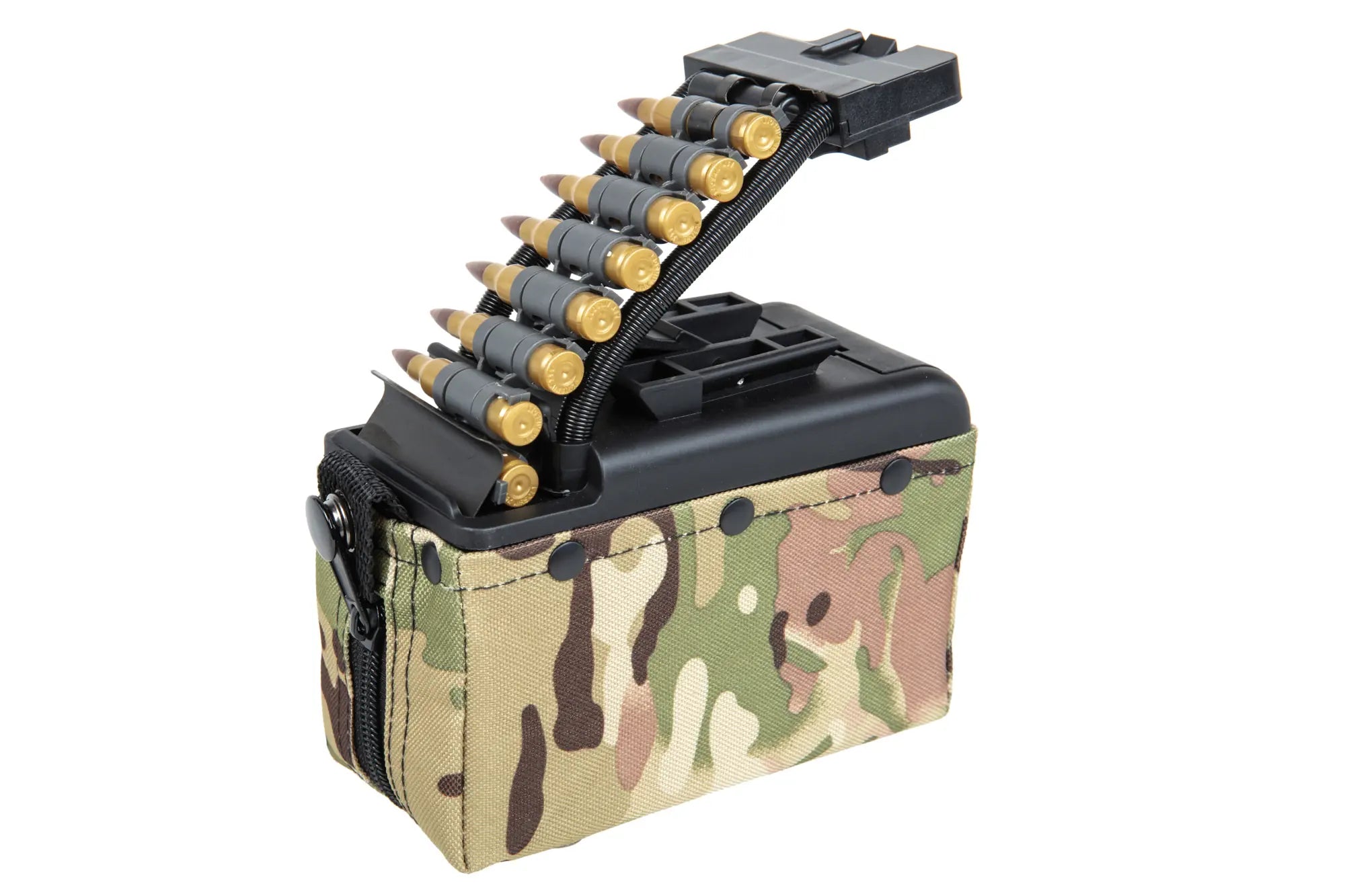 A&K electric box magazine for 2000 BBs for M249 type replicas with Multicam ammunition imitation