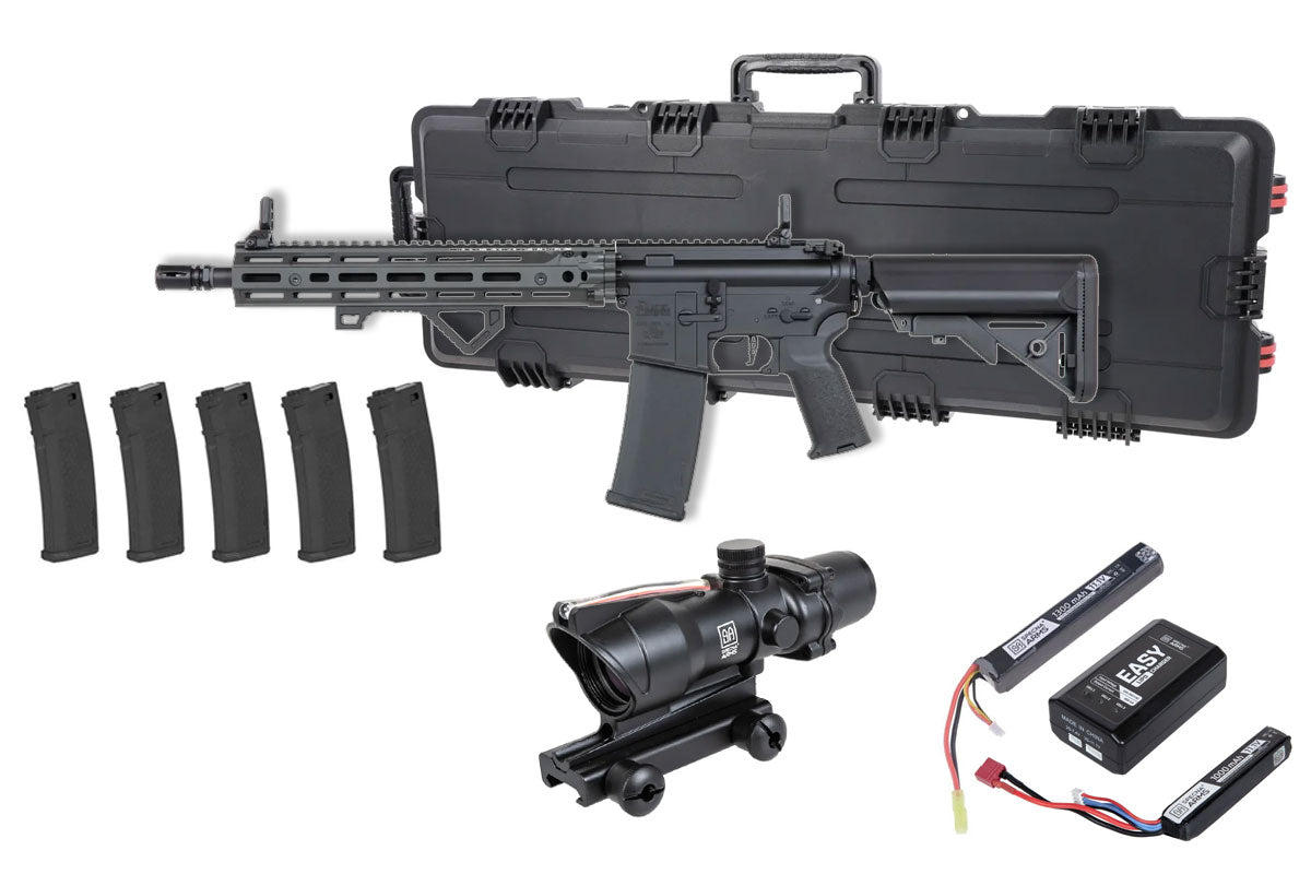 Specna Arms Daniel Defense SA-P28 Prime RIS III 12.5" Premium Airsoft Bundle - Rifle, Optic, Batteries, Magazines and Case