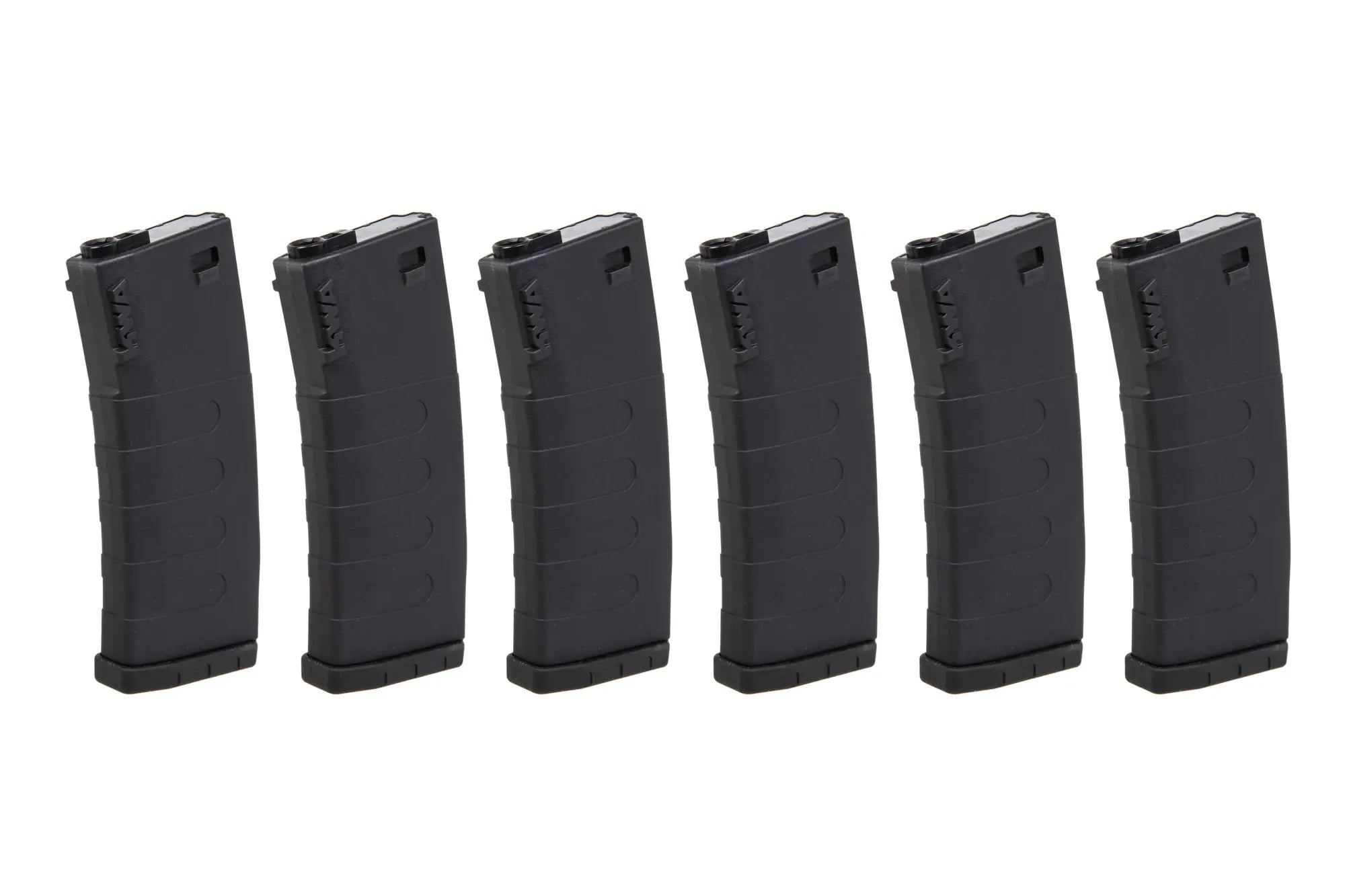 Set of 6 mid-cap KWA magazines for 120 BBs for M4/M16 replicas Black