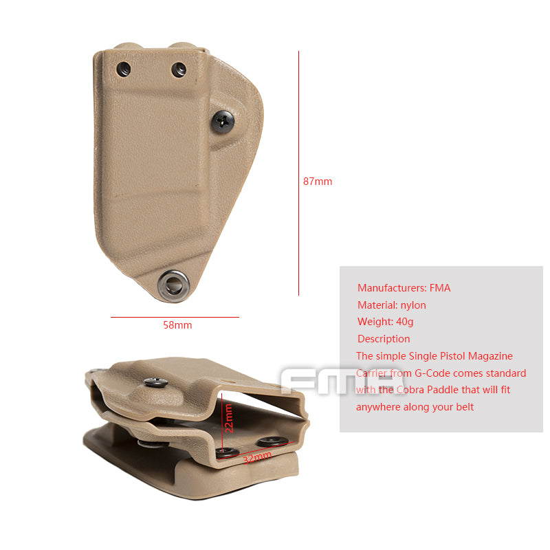 FMA Kydex Single Magazine Carrier Rapid Access Black