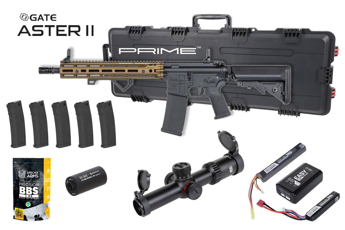 Specna Arms Daniel Defense SA-P28 Prime RIS III 12.5" Premium Airsoft Bundle - Rifle, Optic, Batteries, Magazines and Case