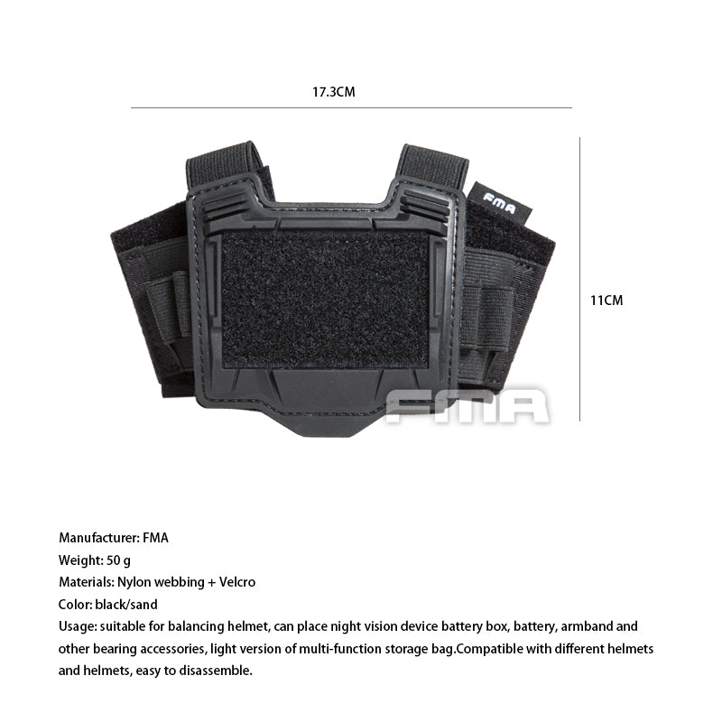 FMA Helmet Pouch for NVG Battery Box / Counterweight, Velcro - Black
