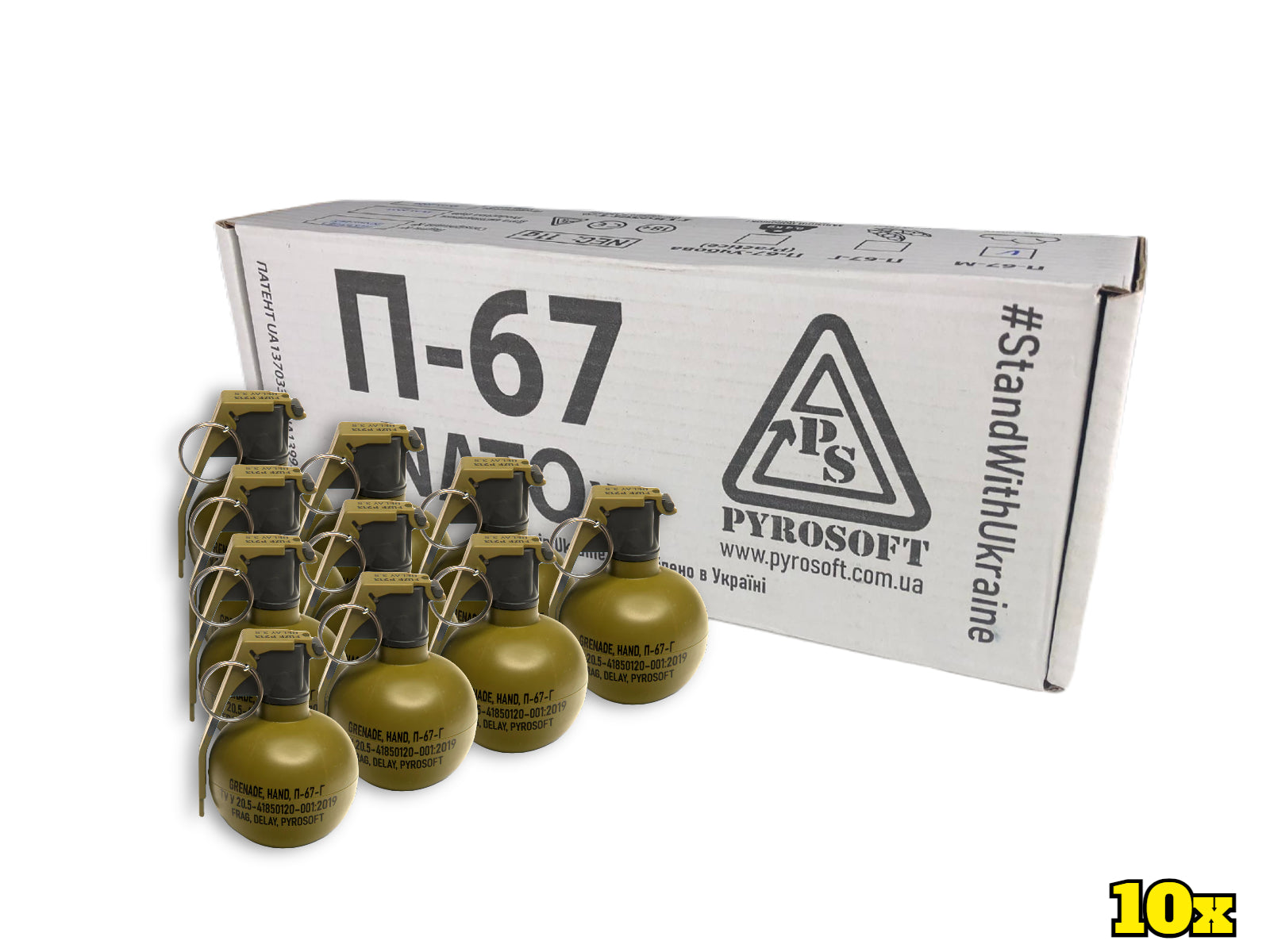 10x Airsoft hand grenade P-67G NATO