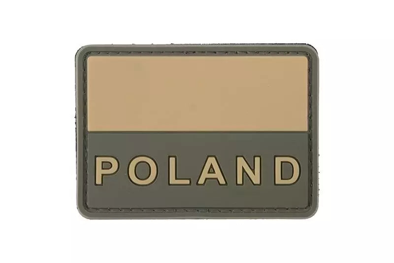 Polish Flag Subdued with Poland Text - 3D Patch