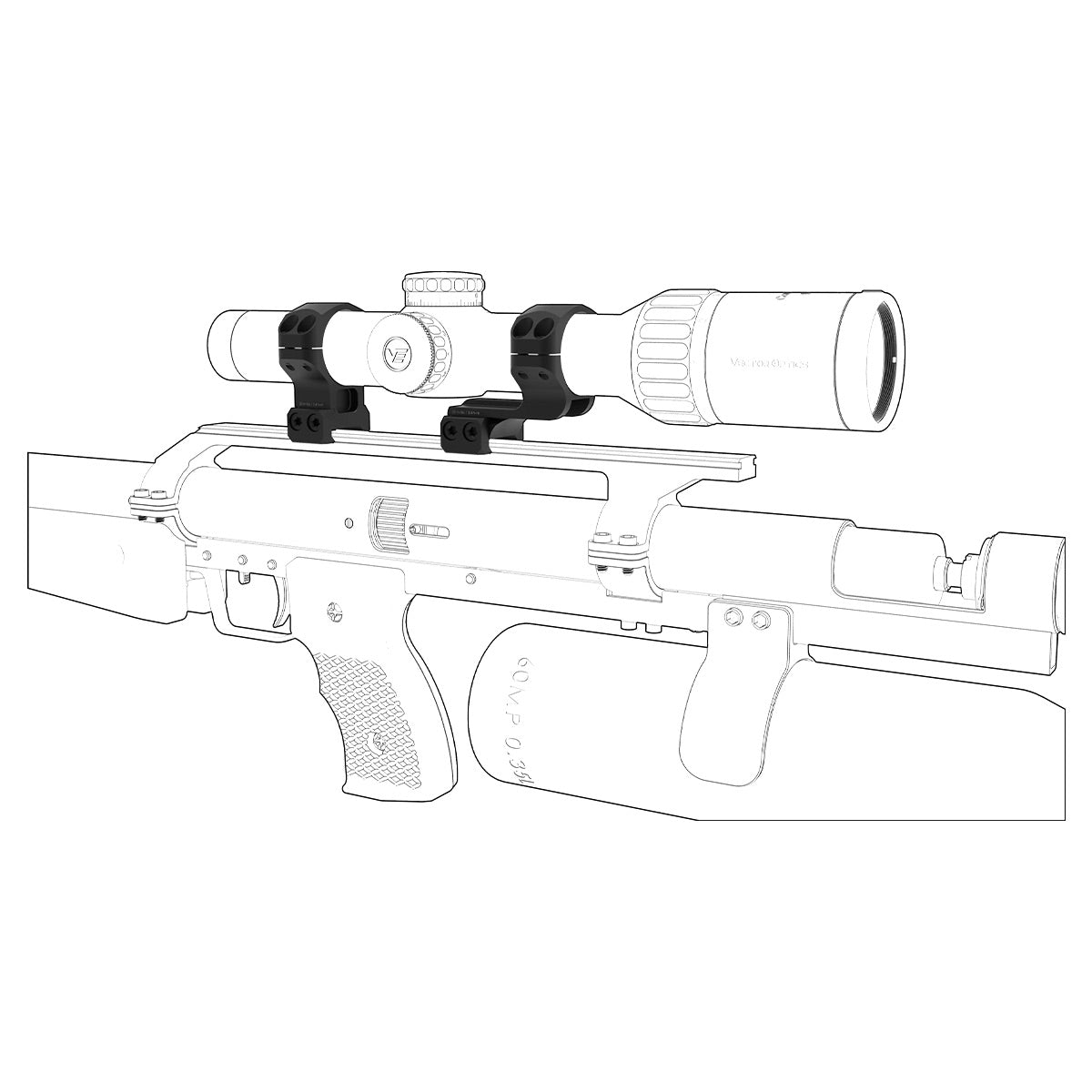 VO Cantilever 1.25 Inch Mounting Rings for 30mm Riflescope - Black