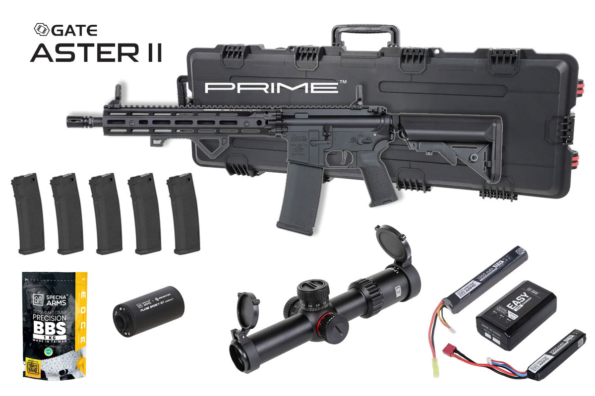 Specna Arms Daniel Defense SA-P28 Prime RIS III 12.5" Premium Airsoft Bundle - Rifle, Optic, Batteries, Magazines and Case