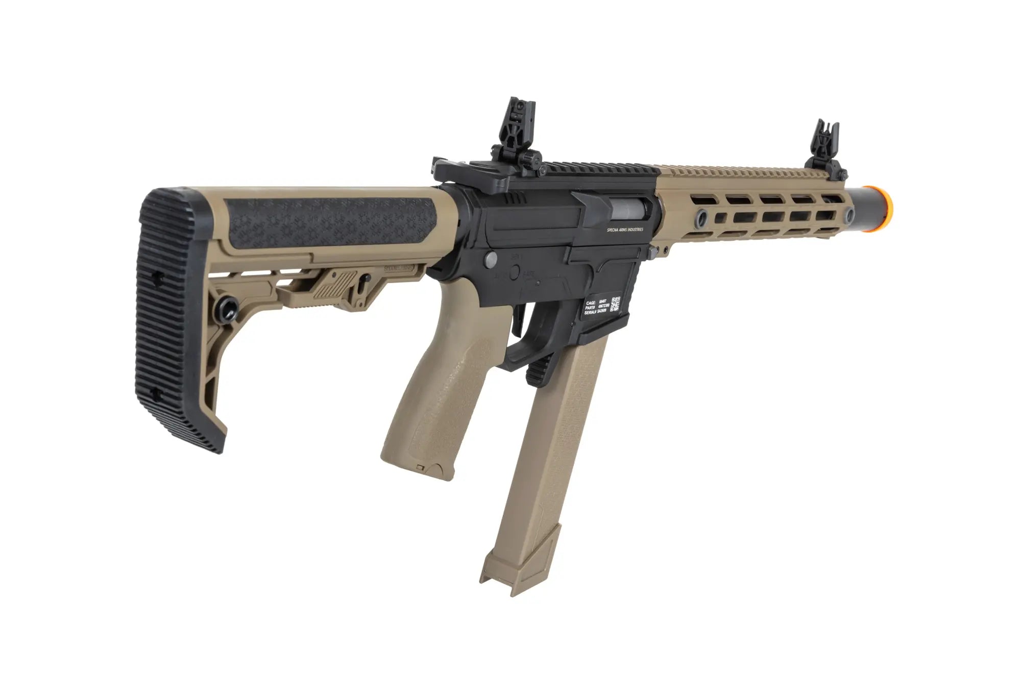 Airsoft Replica SA-FX02 FLEX HAL ETU Half-Tan submachine gun with orange flash hider