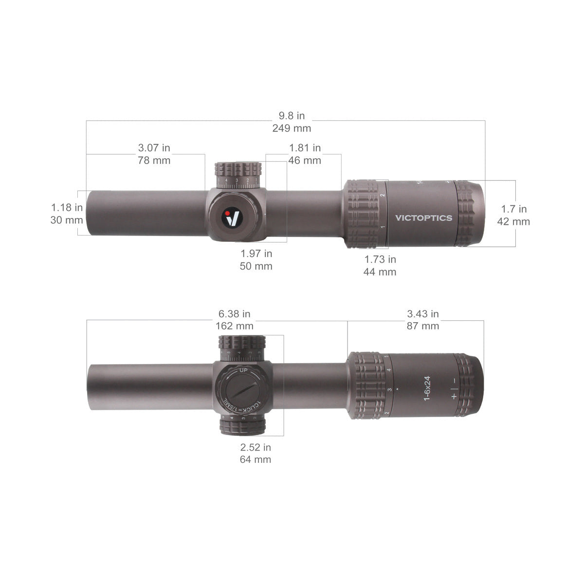 VictOptics S6 1-6x24 SFP LPRiflescope - Brown