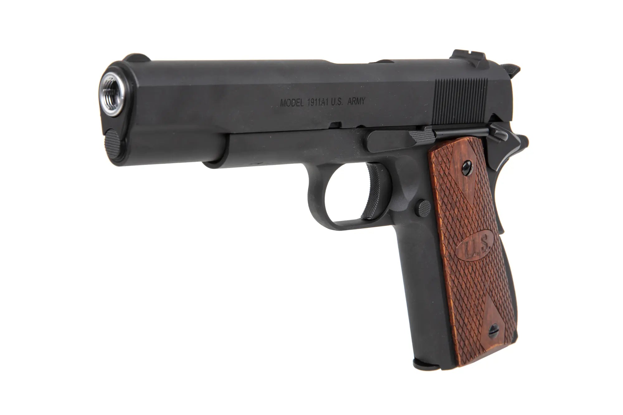 GBB CyberGun Auto Ordnance M1911A1 pistol - Matt Black Wood-1