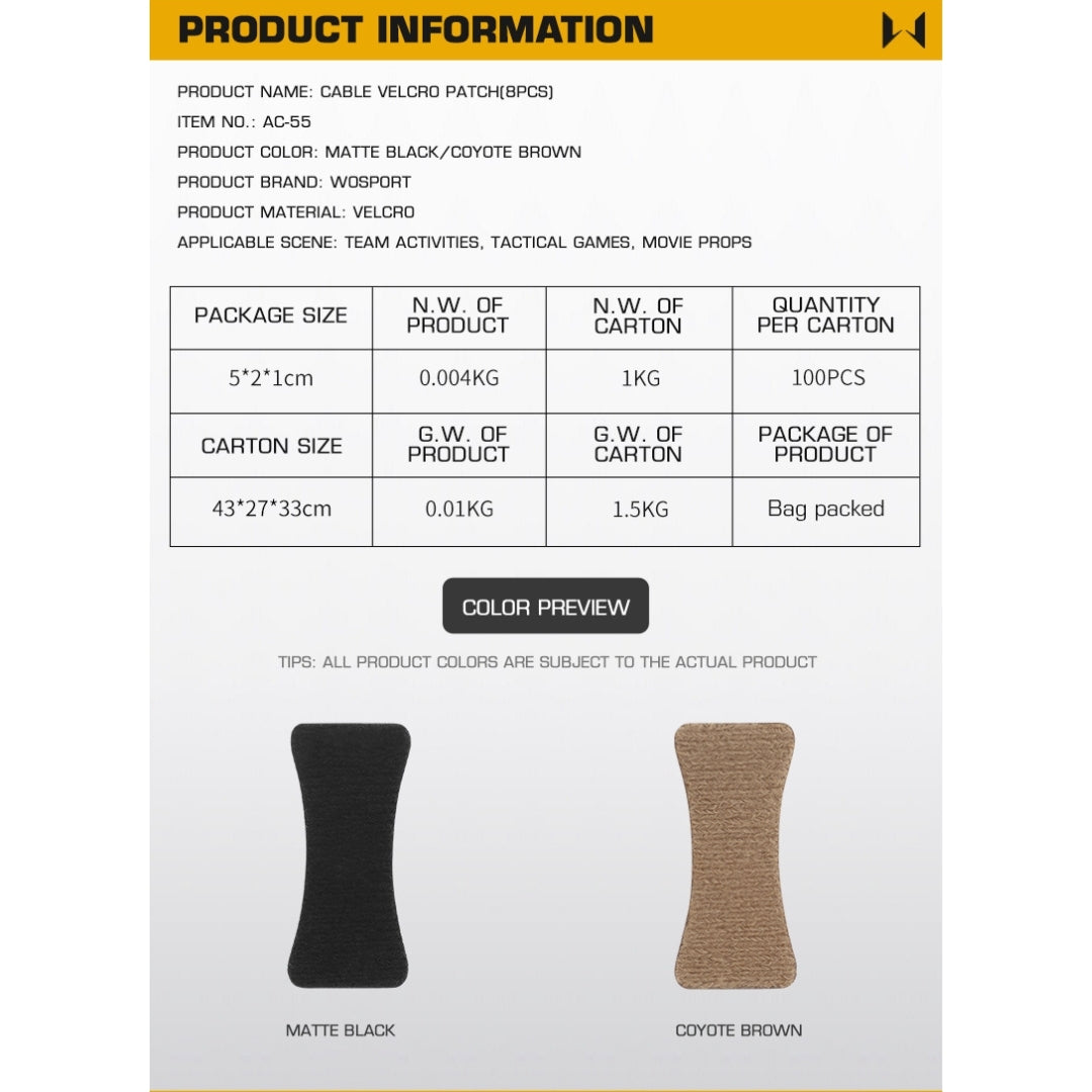 WST Cable Organizer, 8 pcs - Coyote Home > All products > Airsoft equipment and guns cases > Equipment components and accessories Wosport