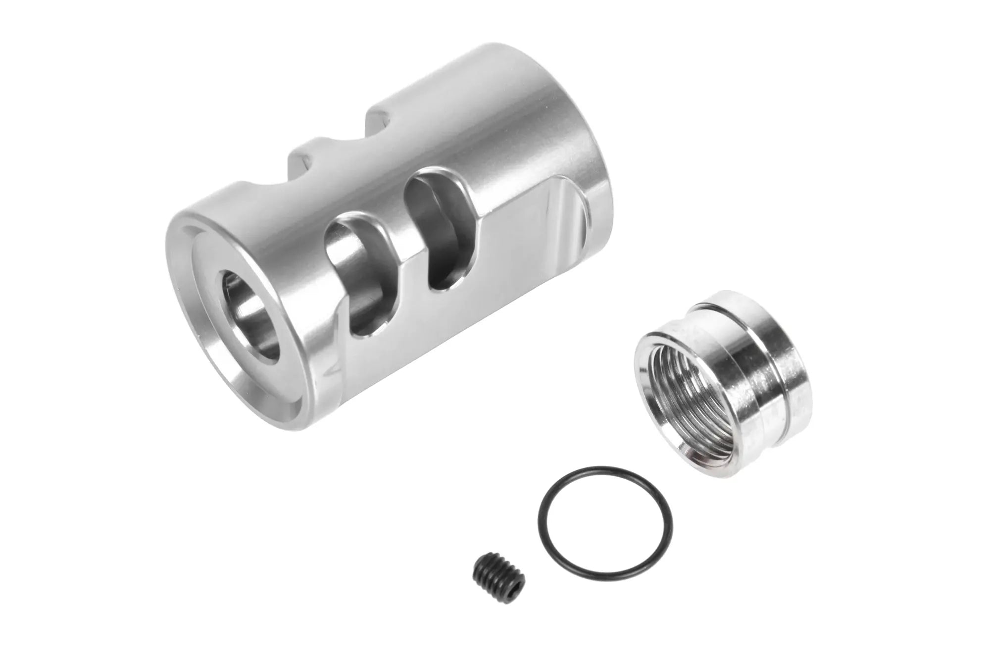 TTI Airsoft type A compensator for AAP01 14 mm CCW replicas Silver