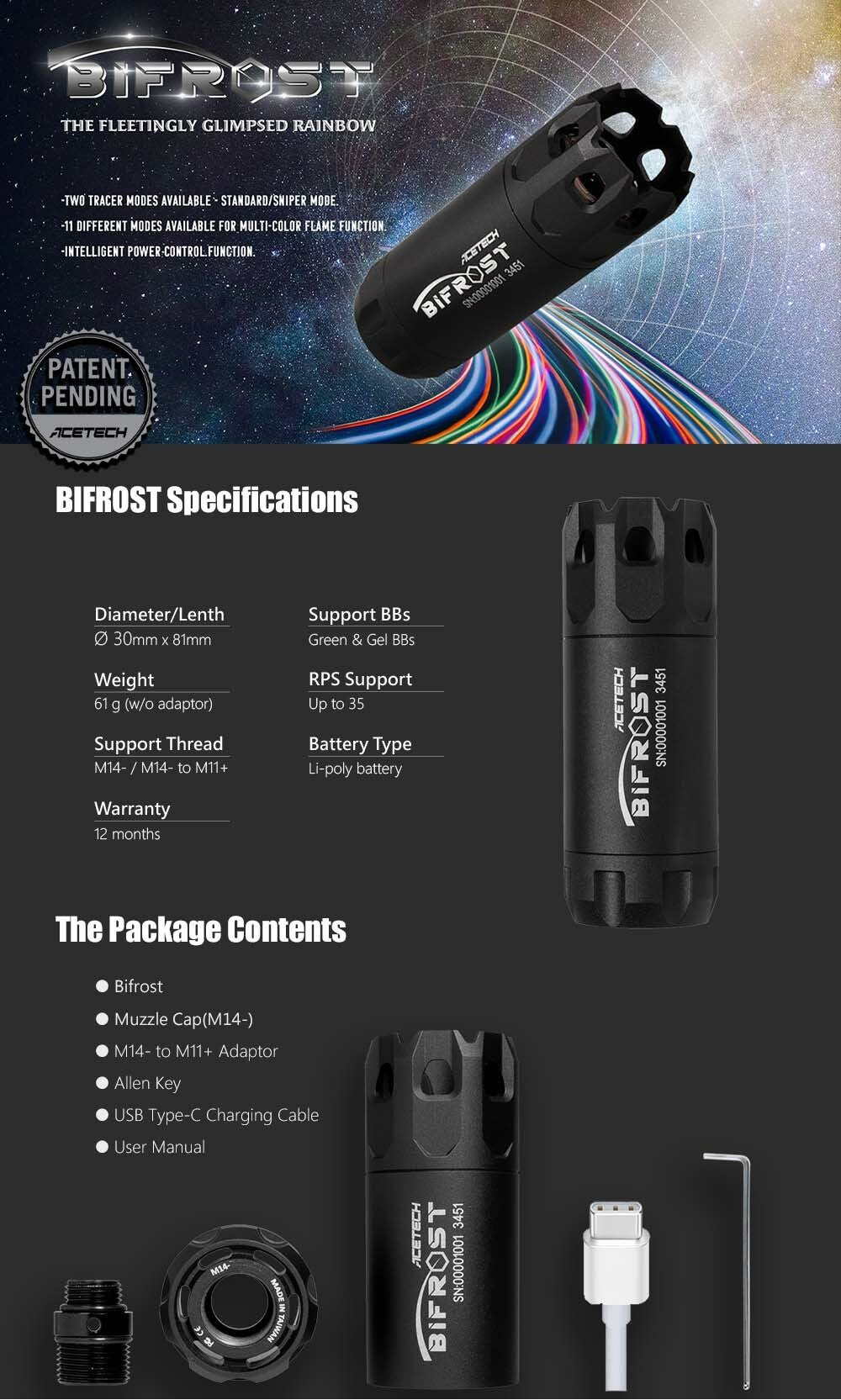 BIFROST Tracer Unit with Muzzle Flame - Brass