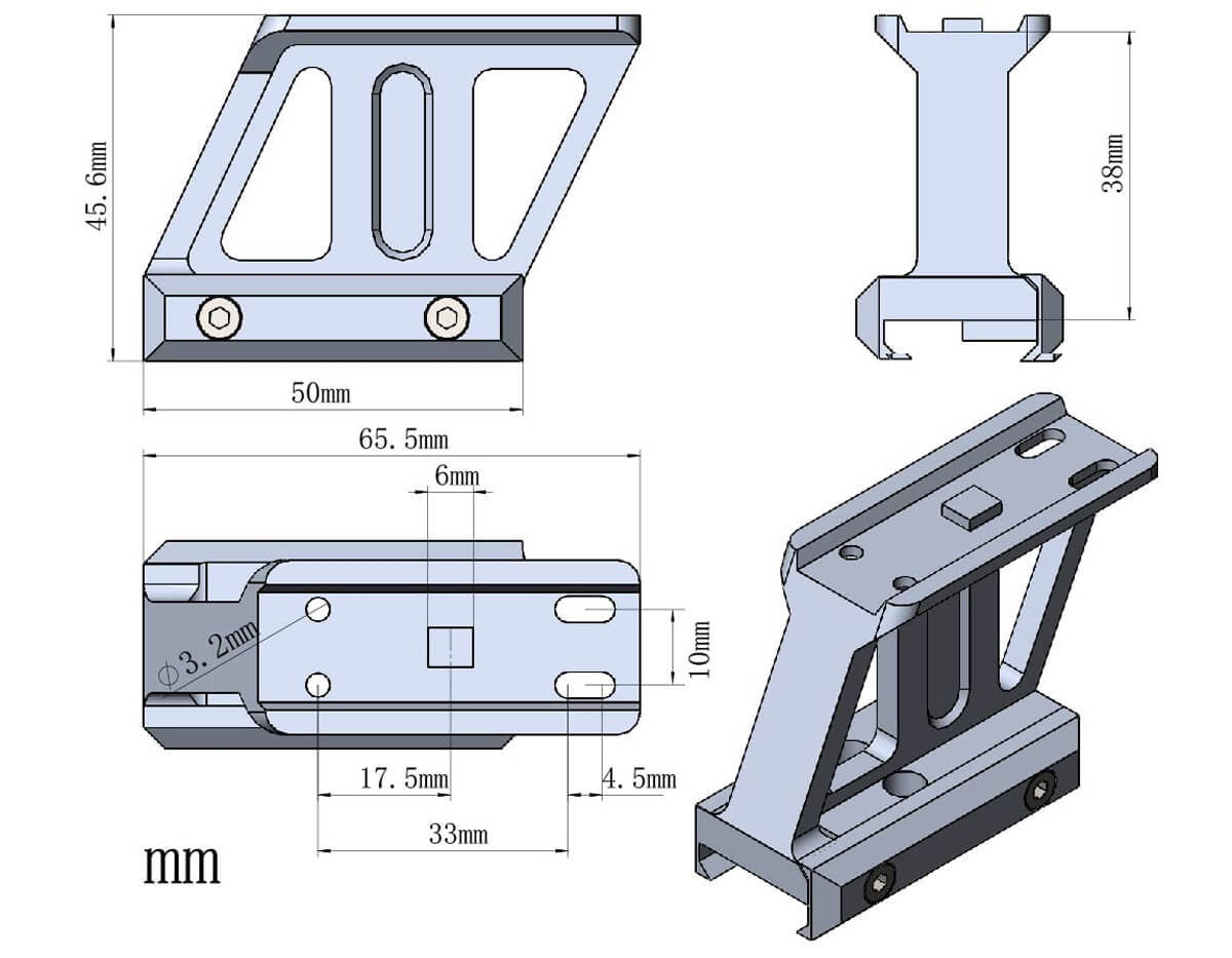 VO 1.5" Profile CANTILEVER T1 / Maverick RIS Riser Mount - Black