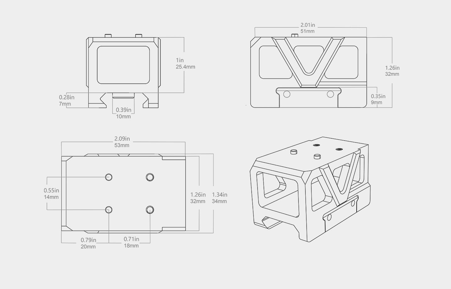 VO RIS Riser Mount (32 mm) for FRENZY Red Dot Sight - Black