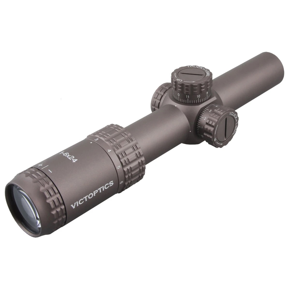 VictOptics LPVO Riflescope S6 1–6x24 plus One-Piece Mount - Brown