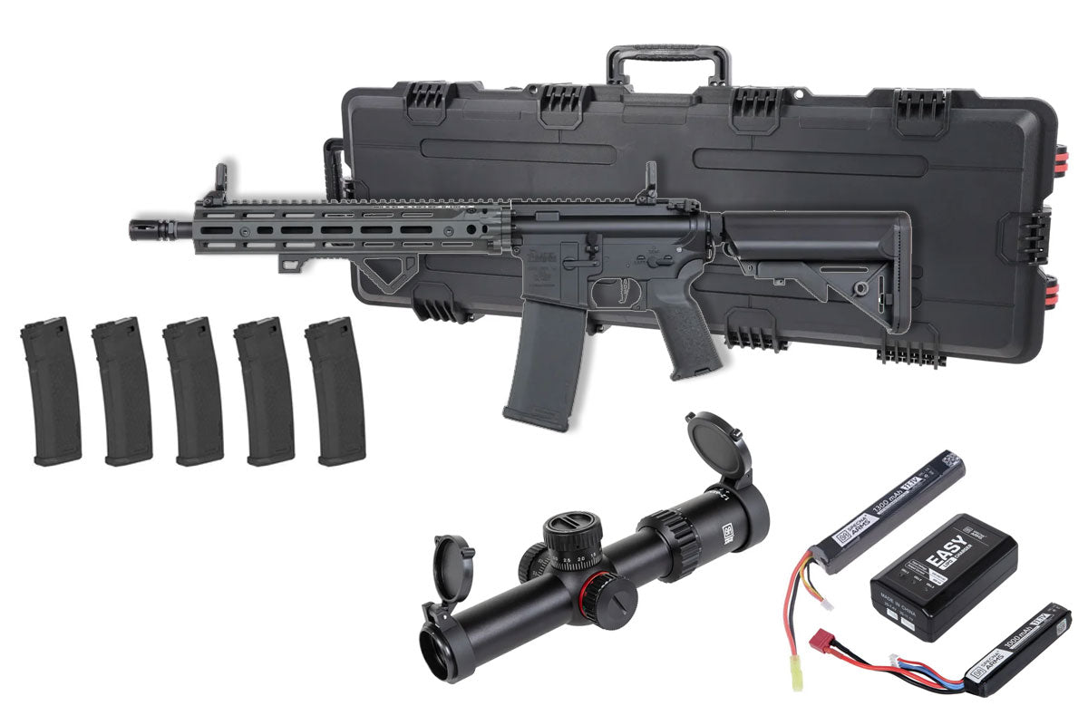 Specna Arms Daniel Defense SA-P28 Prime RIS III 12.5" Premium Airsoft Bundle - Rifle, Optic, Batteries, Magazines and Case