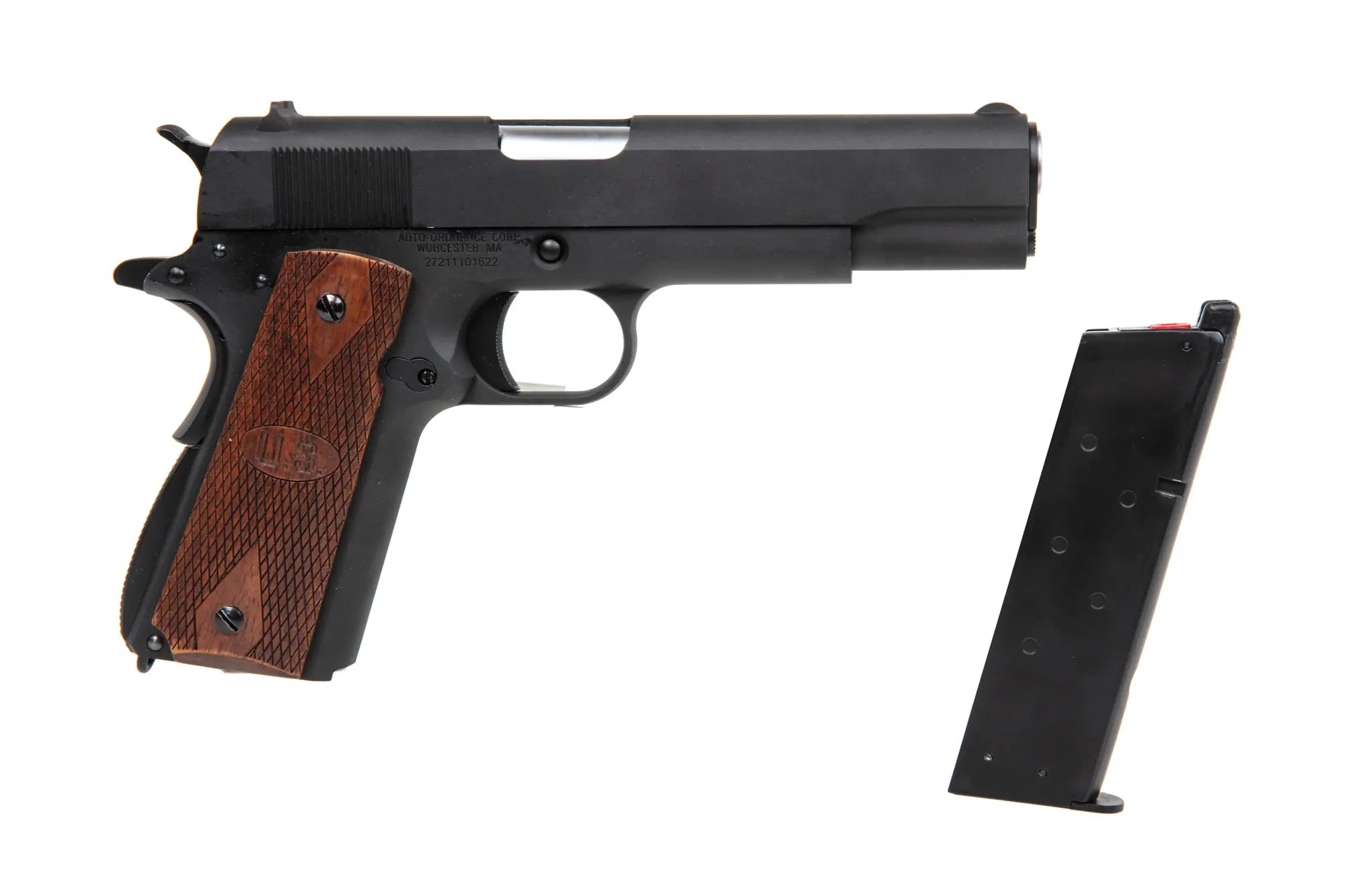 GBB CyberGun Auto Ordnance M1911A1 pistol - Matt Black Wood-2