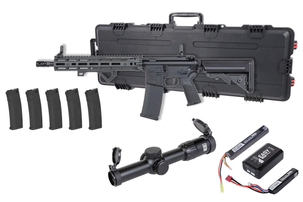 Specna Arms Daniel Defense SA-P28 Prime RIS III 12.5" Premium Airsoft Bundle - Rifle, Optic, Batteries, Magazines and Case
