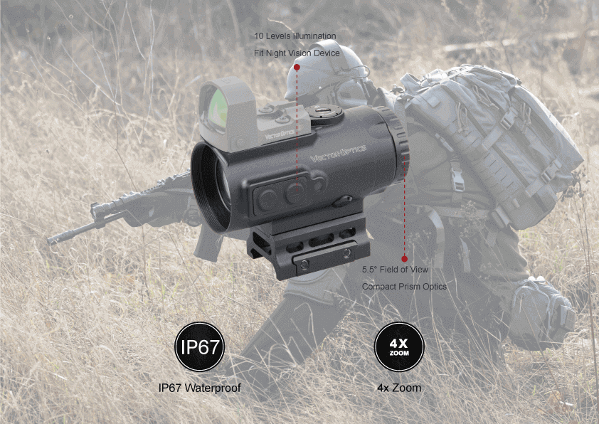 VO PARAGON 4×24 MINI Prism Scope with RUM(TM) HC Mount – Black