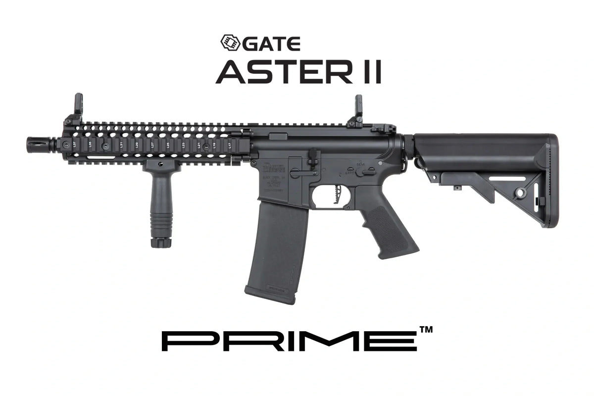 Specna Arms Daniel Defense MK18 SA-P19 Prime Premium Airsoft Bundle - Rifle, Optic, Batteries, Magazines and Case