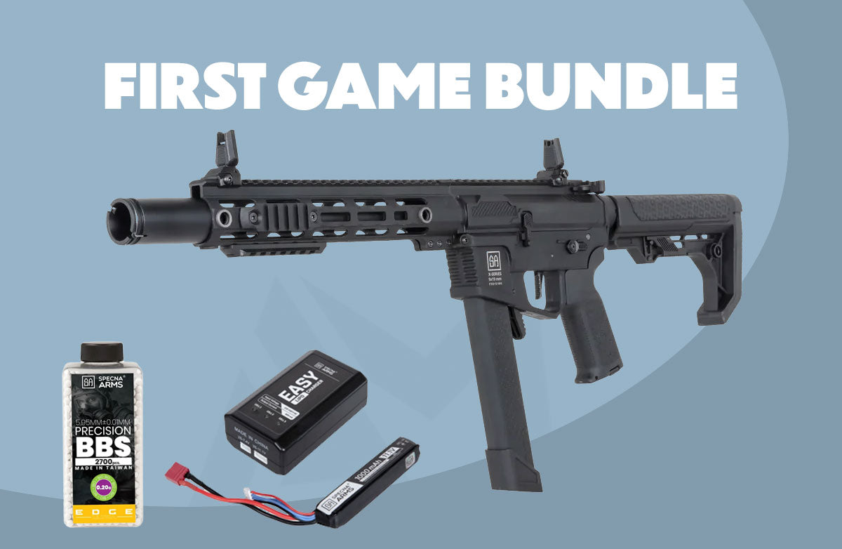Specna Arms SA-FX02 FLEX BLDC First Game Airsoft Bundle - Replica, Charger, Battery and BBs
