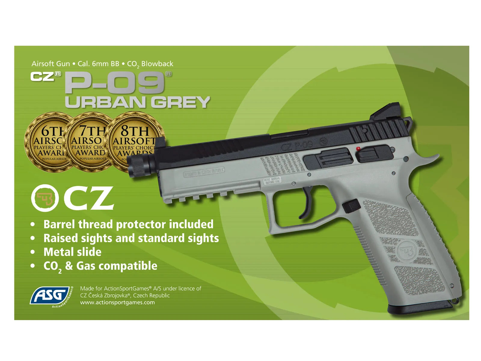 CZ P-09 OR GBB High-Power CO2 Pistol - Grey