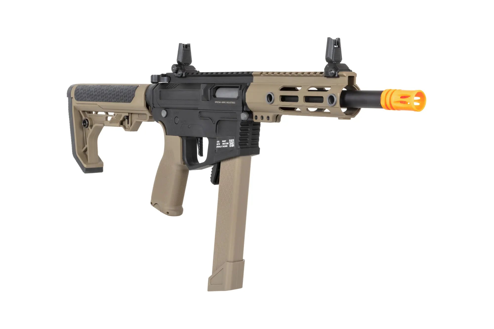 Airsoft Replica SA-FX01 FLEX HAL ETU Half-Tan submachine gun with orange flash hider