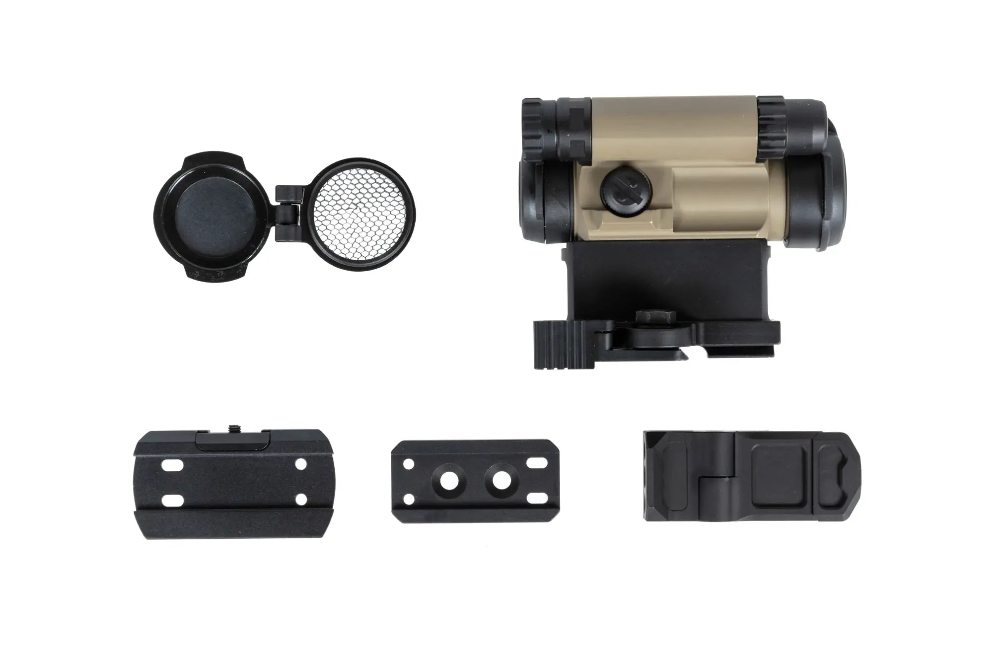 JJ Airsoft M5 red dot sight with 3 mounts Tan-2