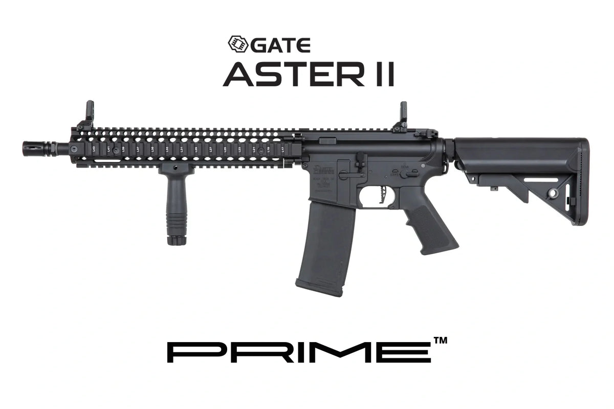 Specna Arms Daniel Defense MK18 SA-P26 Prime Premium Airsoft Bundle - Rifle, Optic, Batteries, Magazines and Case