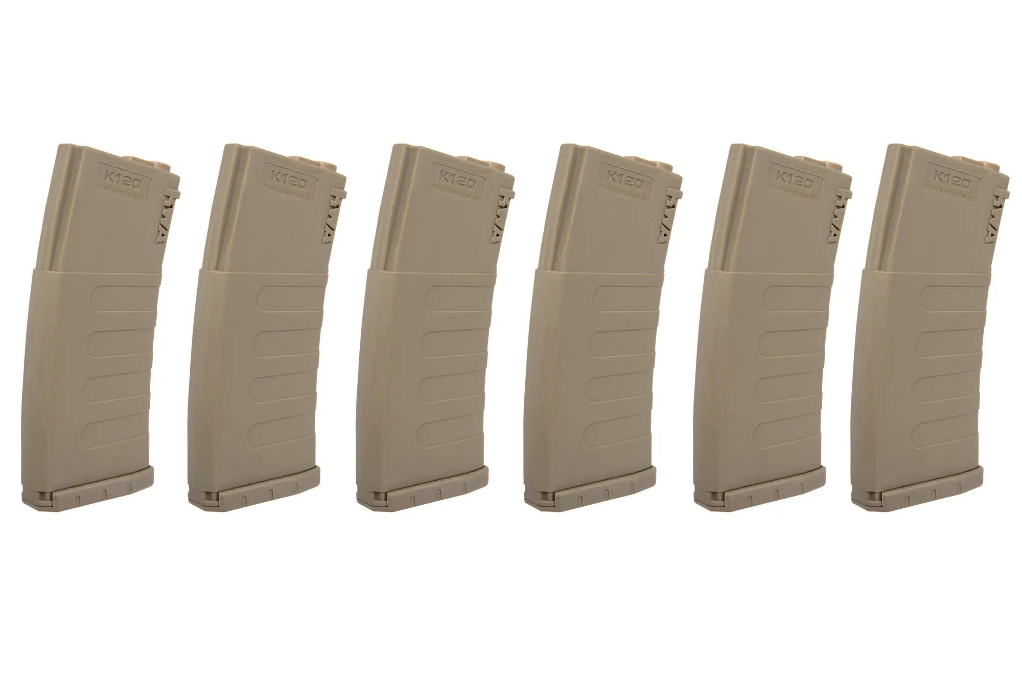 Set of 6 mid-cap KWA magazines for 120 rounds for M4/M16 Dark Earth replicas-2