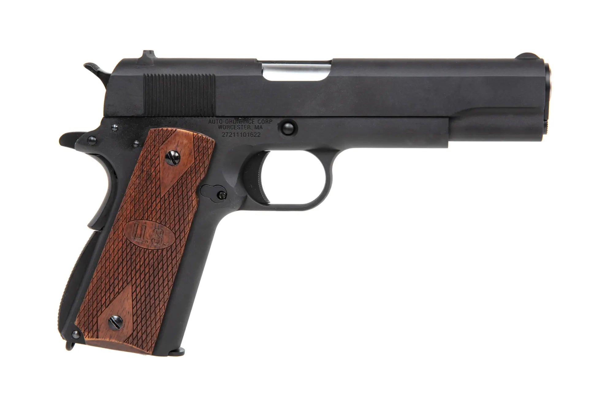 GBB CyberGun Auto Ordnance M1911A1 pistol - Matt Black Wood-5