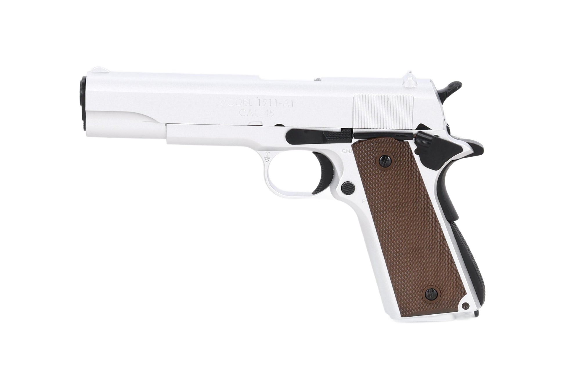 King Arms 1911-A1 cal.45 Silver airsoft green gas pistol-11
