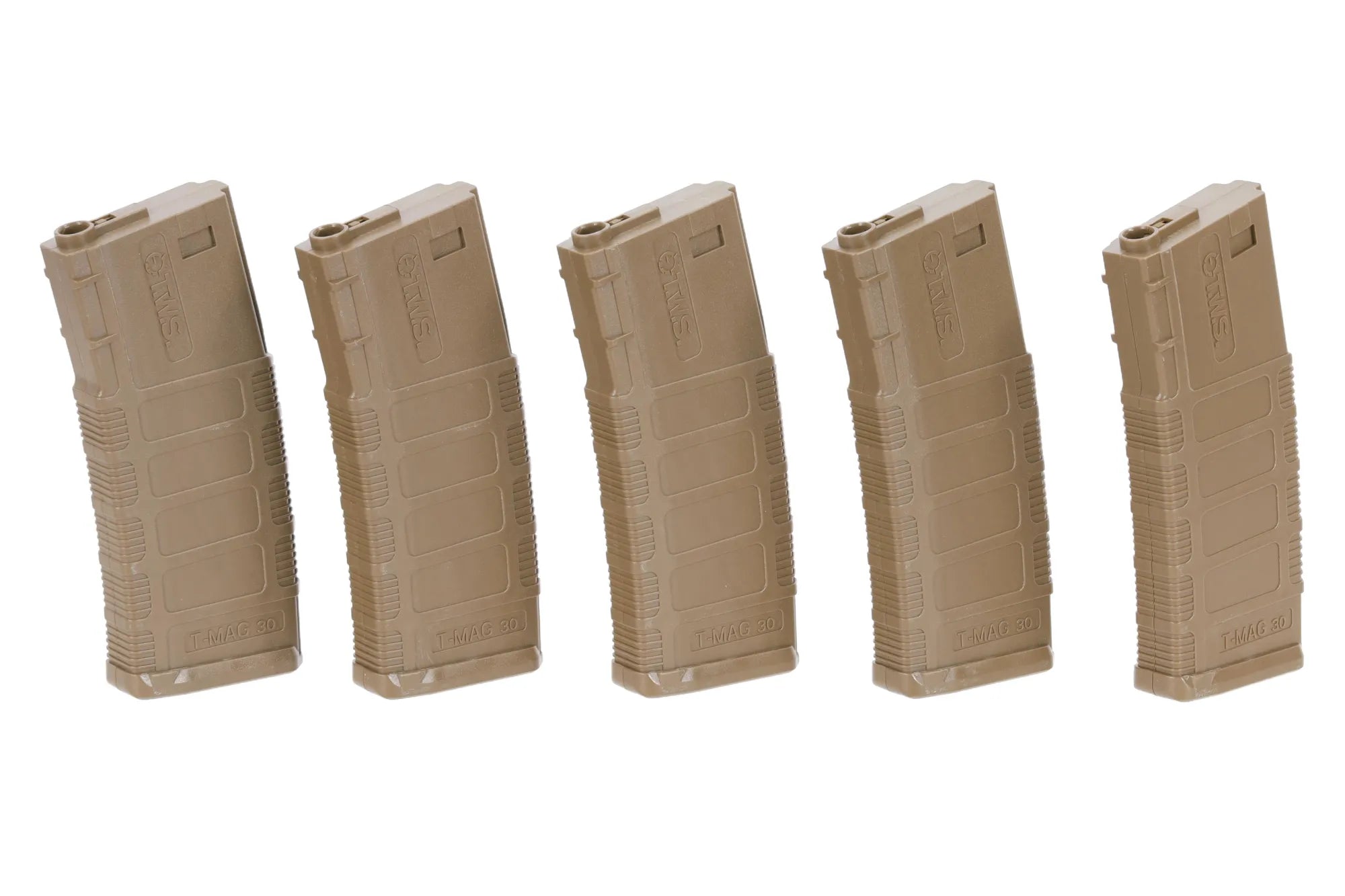Set of 5 mid-cap 140-BB King Arms magazines for M4/M16 Flat Dark Earth replicas-3