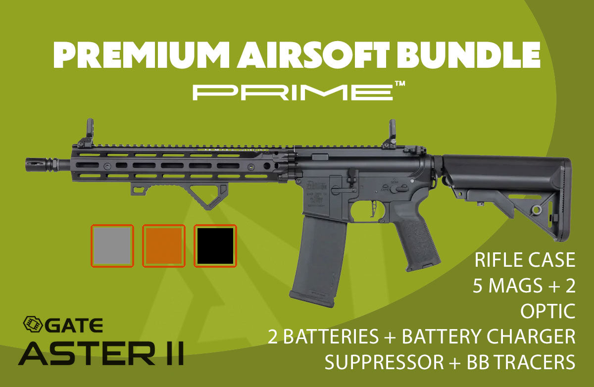 Specna Arms Daniel Defense SA-P28 Prime RIS III 12.5" Premium Airsoft Bundle - Rifle, Optic, Batteries, Magazines and Case