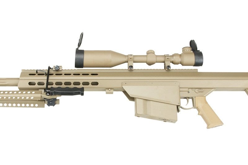 Réplique de fusil de sniper SW-02A BARRETT avec lunette de visée et bipied - Tan