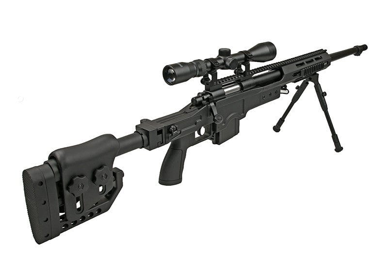 MB4411D replica sniper rifle with scope and bipod - black by WELL on Airsoft Mania Europe