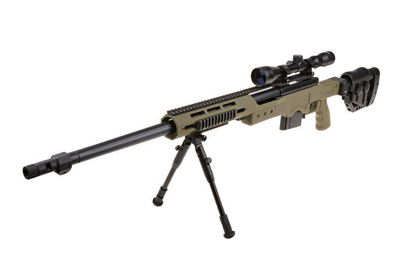 MB4411D replica sniper rifle with scope and bipod - olive by WELL on Airsoft Mania Europe