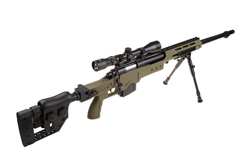 MB4411D replica sniper rifle with scope and bipod - olive by WELL on Airsoft Mania Europe