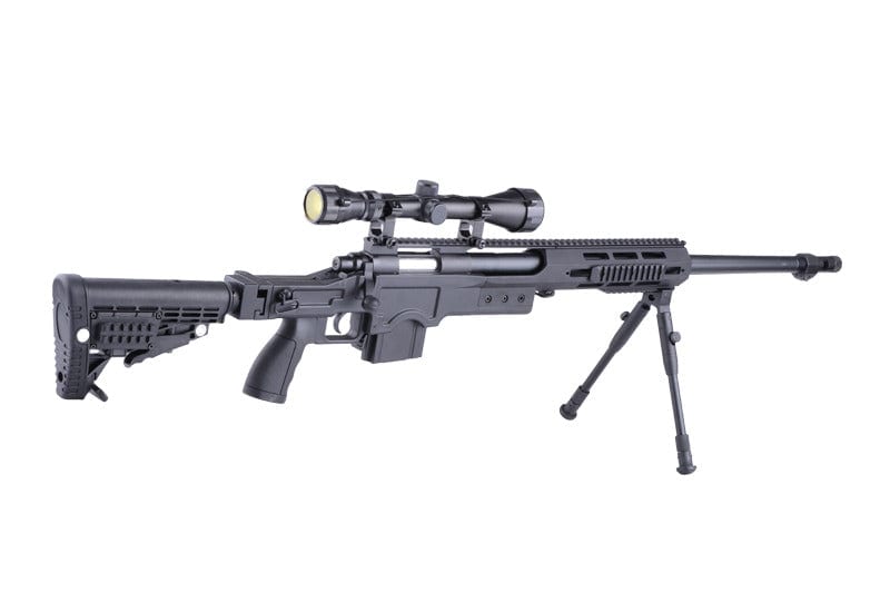 MB4412D Sniper Rifle Replica - with Scope and Bipod - Black by WELL on Airsoft Mania Europe