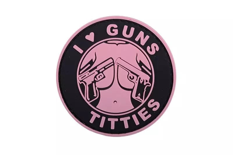 3D Badge - I Love Guns Titties - Pink