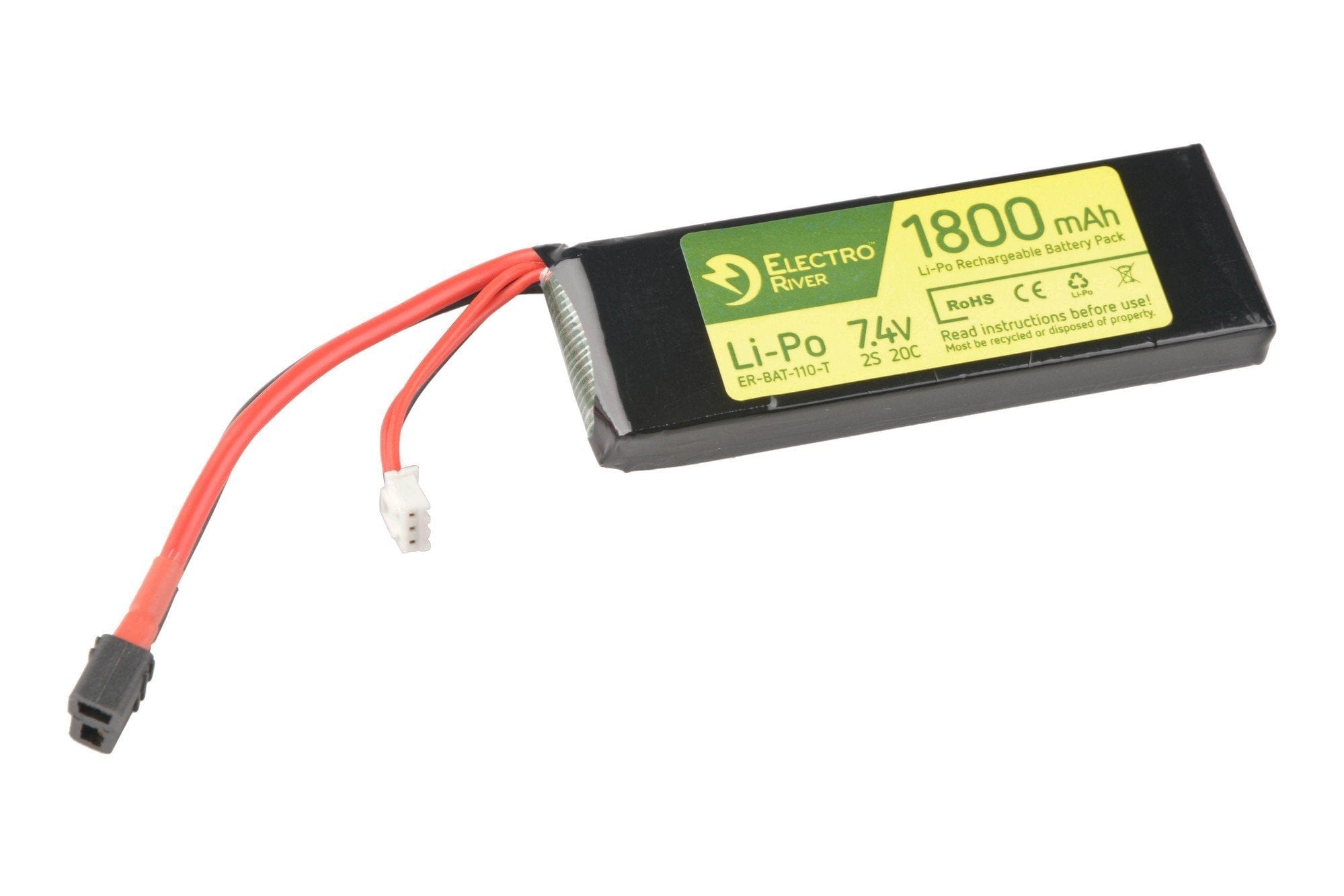 LiPo 7,4V 1800mAh 20/40C T-connect (DEANS) Battery by Electro River on Airsoft Mania Europe
